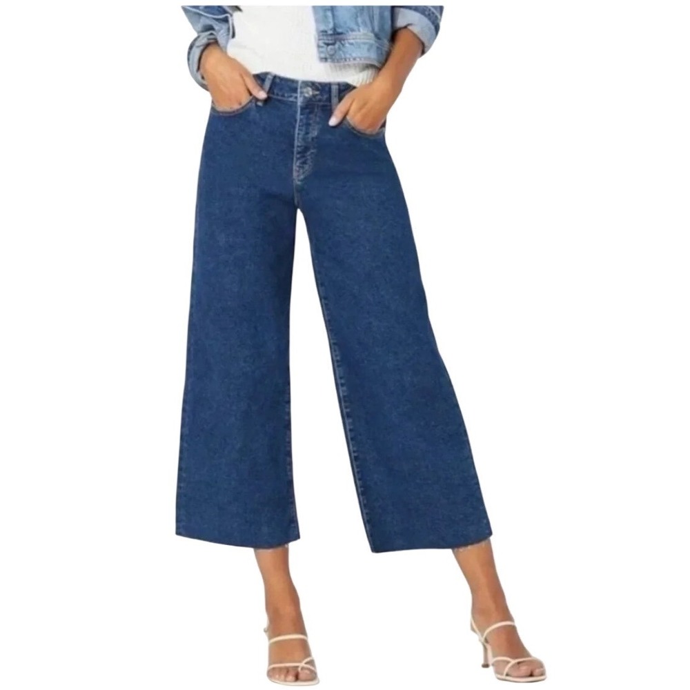 Mavi Bodrum Women S 27 High Rise Wide Leg Jeans Blue Deep Comfort Cropped Denim